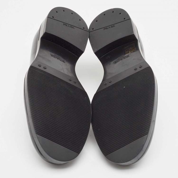 Pre Owned Prada Black Leather Lace Up Derby Size 40
