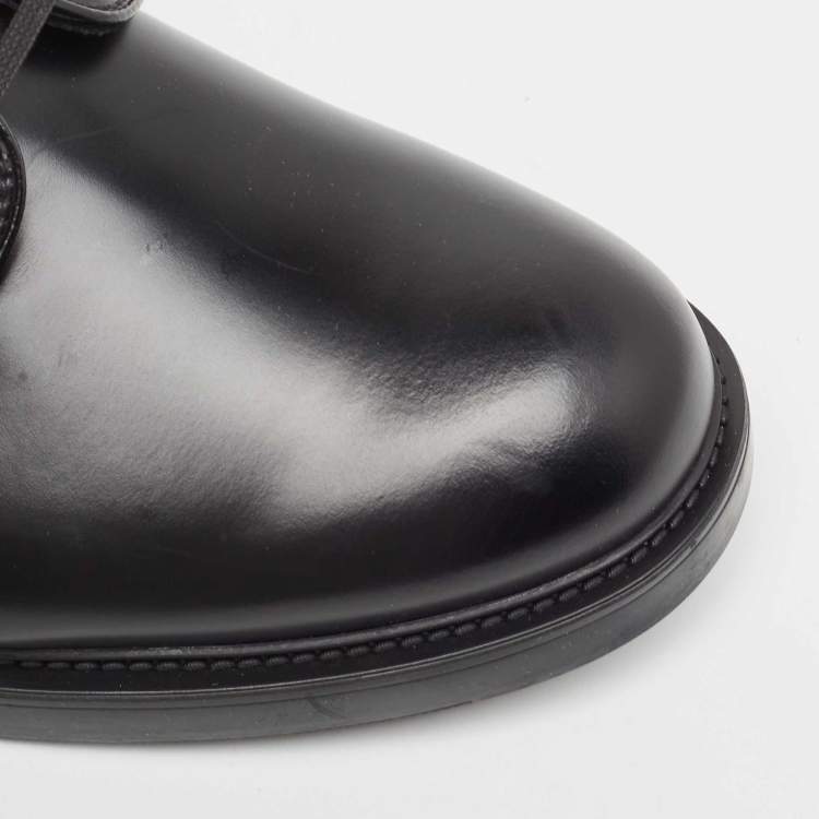 Pre Owned Prada Black Leather Lace Up Derby Size 40