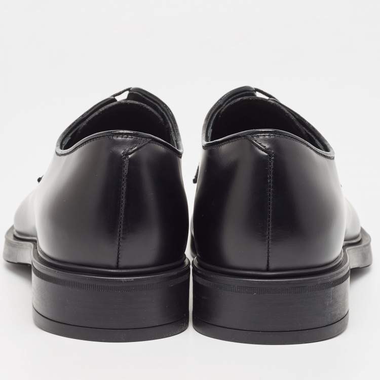 Pre Owned Prada Black Leather Lace Up Oxfords Size 40