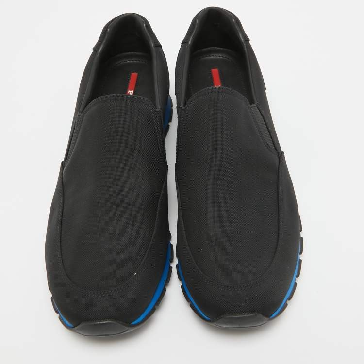 Pre Owned Prada Black Canvas Slip On Sneakers Size 43
