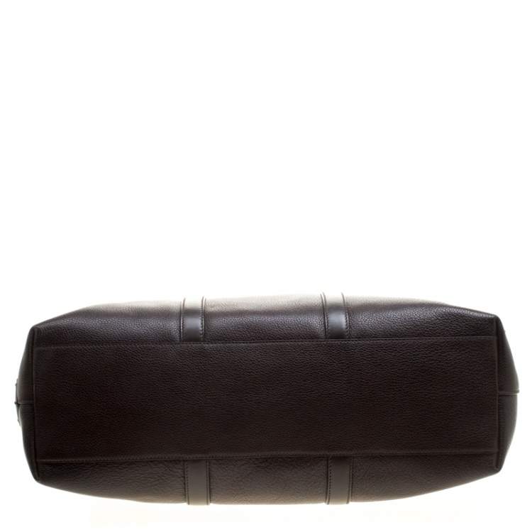 Pre Owned Prada Dark Brown Leather Luggage Weekender Bag