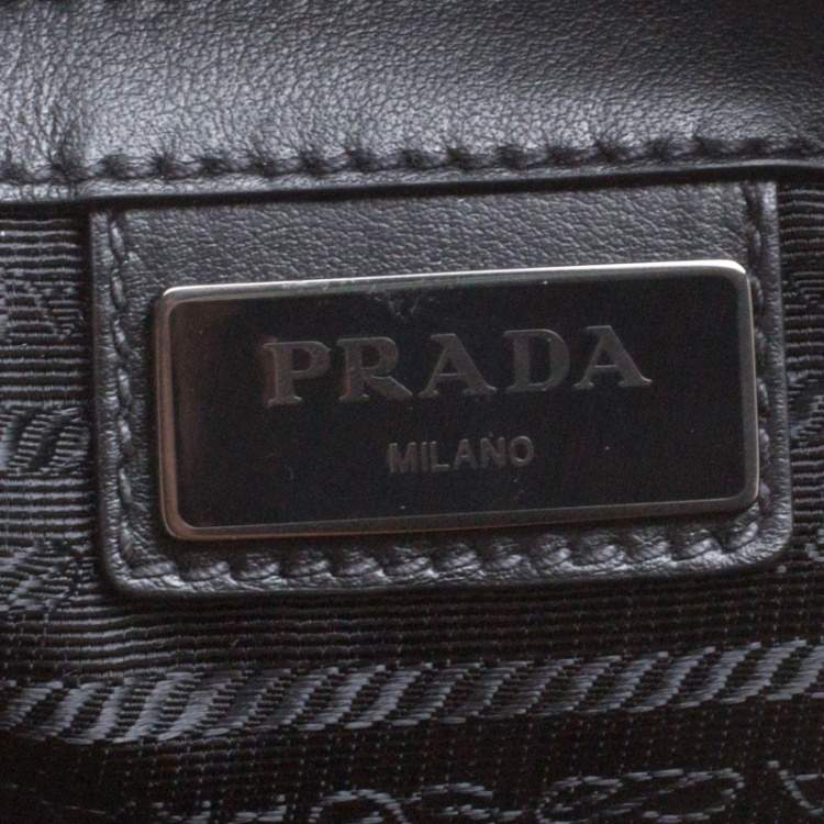 Pre Owned Prada Dark Brown Leather Luggage Weekender Bag