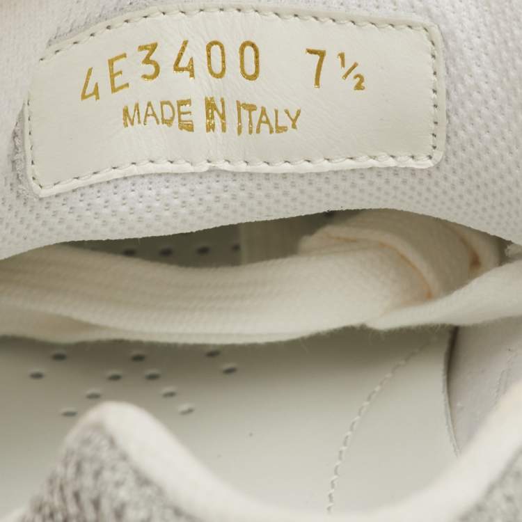 Pre Owned Prada Sport Size 41.5 Beige/Grey Mesh and Patent Leather Low Top Sneakers