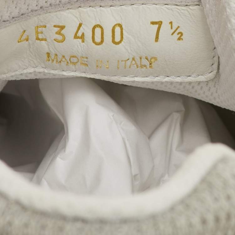 Pre Owned Prada Sport Size 41.5 Yellow/Grey Mesh and Patent Leather Low Top Sneakers