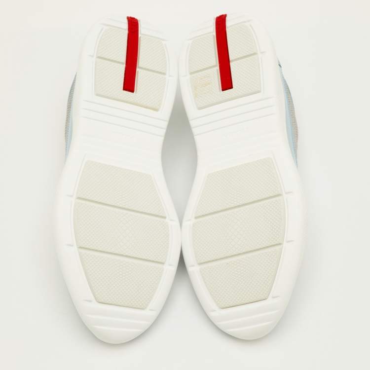 Pre Owned Prada Sport America's Cup Size 41.5 Blue/Grey Mesh and Patent Leather Low Top Sneakers