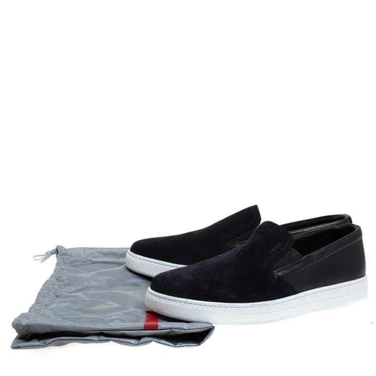 مملوكة مسبقًا Prada Sport Blue/Black Suede Leather Slip On Sneakers Size 41