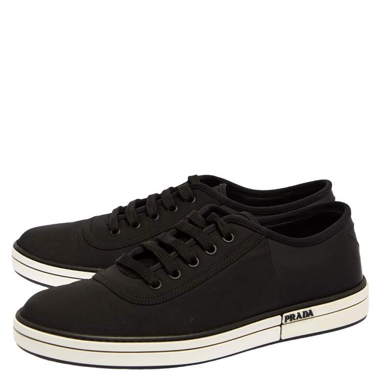Pre Owned Prada Black Nylon And Rubber Low Top Sneakers Size 40