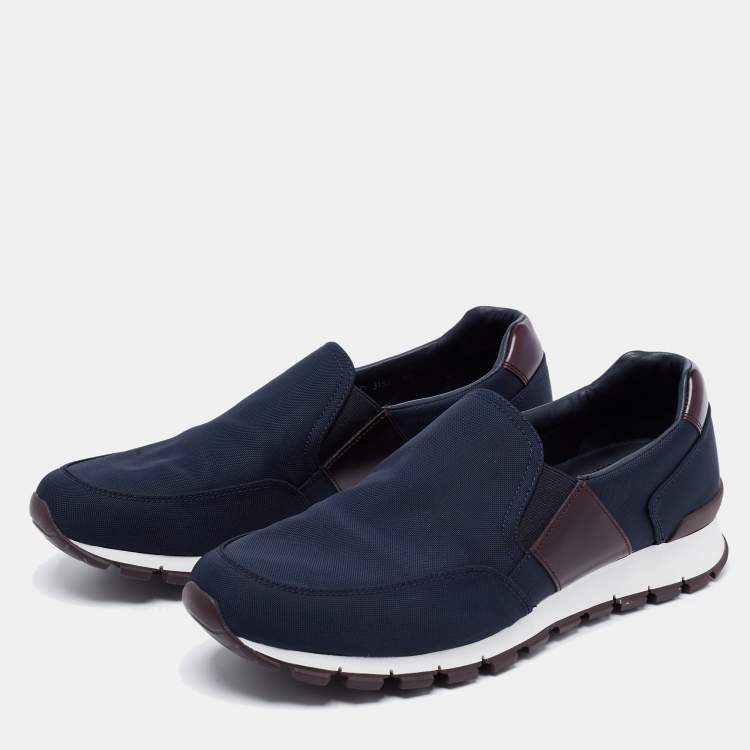 Pre Owned Prada Sport Navy Blue Fabric Slip On Sneakers Size 42.5 