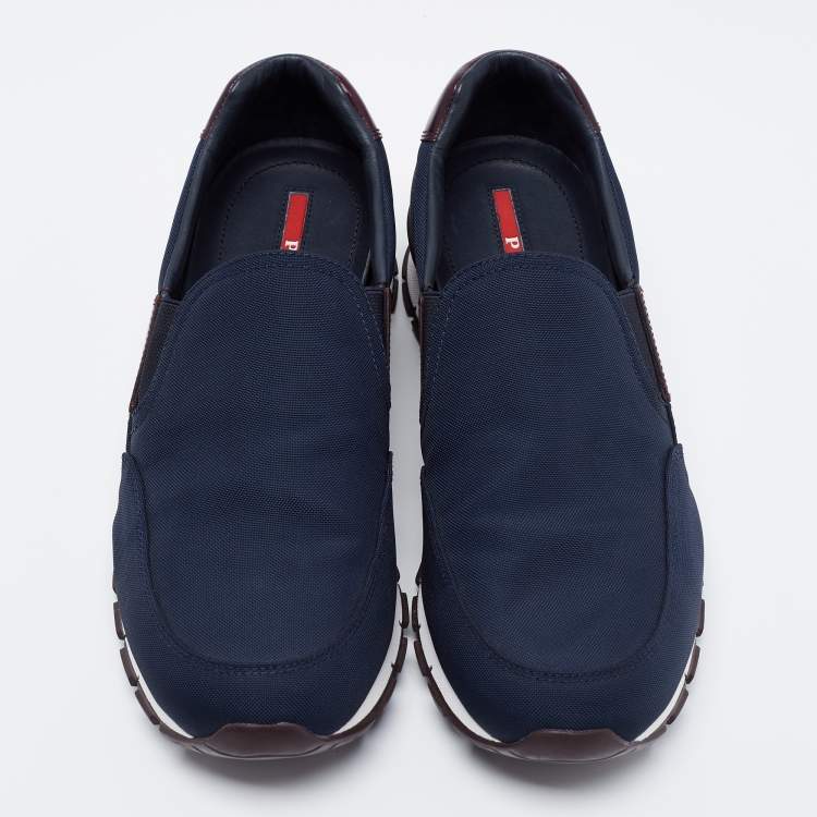 Pre Owned Prada Sport Navy Blue Fabric Slip On Sneakers Size 42.5 