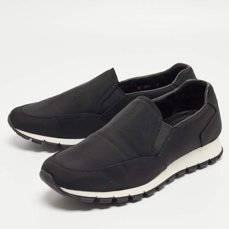 Pre Owned Prada Sport Black Nylon Slip On Sneakers Size 43