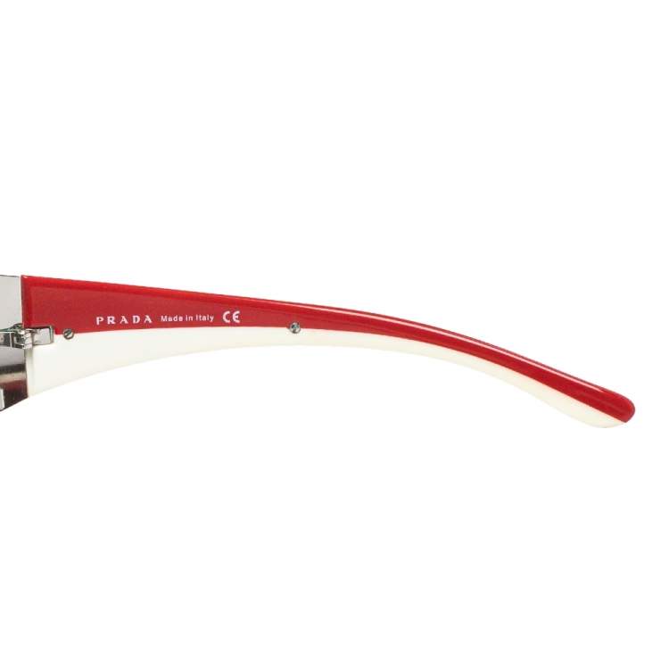 Pre Owned Prada Sport Red/White Acetate SPR75G Sunglasses