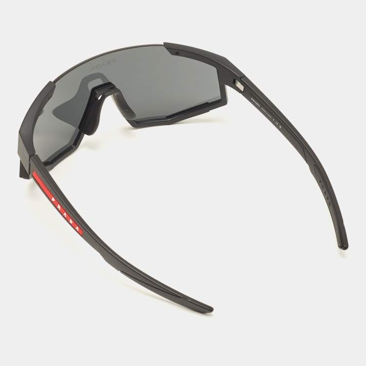 Pre Owned Prada Black/Slate Grey SPS 04W Linea Rossa Impavid Sunglasses