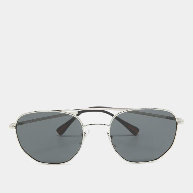 Pre Owned Prada Sport Black/Silver SPS 565 Square Sunglasses