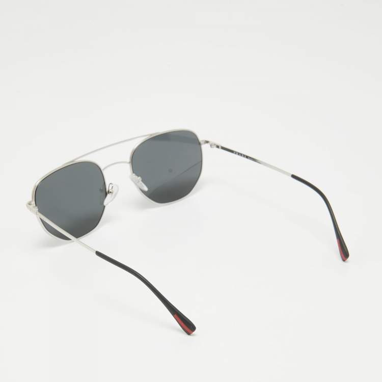 Pre Owned Prada Sport Black/Silver SPS 565 Square Sunglasses
