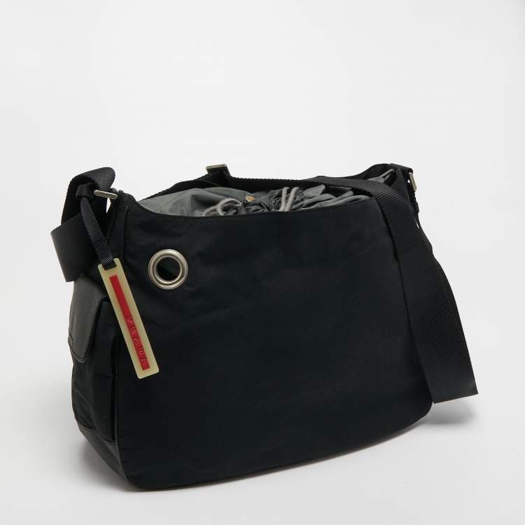 Pre Owned Prada Sport Black Nylon Drawstring Messenger Bag