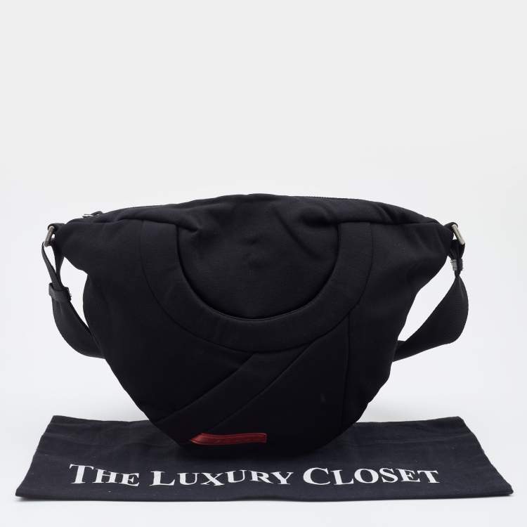 Pre Owned Prada Sport Black Fabric Saddle Crossbody Bag