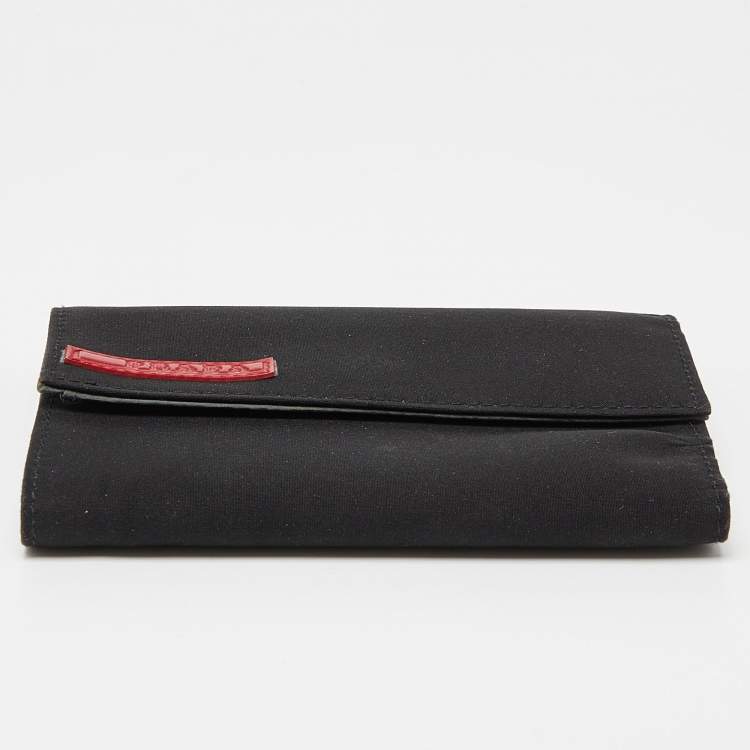 Pre Owned Prada Sport Black Nylon Trifold Wallet