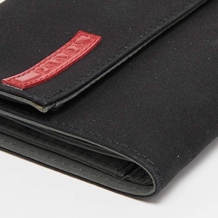Pre Owned Prada Sport Black Nylon Trifold Wallet