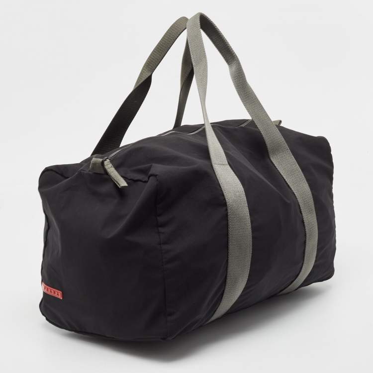 Pre Owned Prada Sport Black/Grey Nylon Duffle Bag