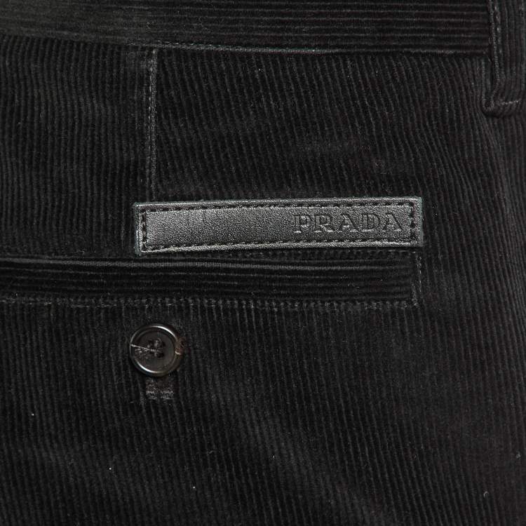 Pre Owned Prada Black Corduroy Regular Fit Pants XL