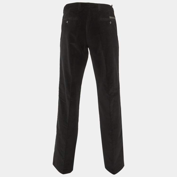 Pre Owned Prada Black Corduroy Regular Fit Pants XL