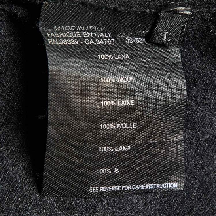 Pre Owned Prada Sport Dark Grey Wool Zip Up Jumper L