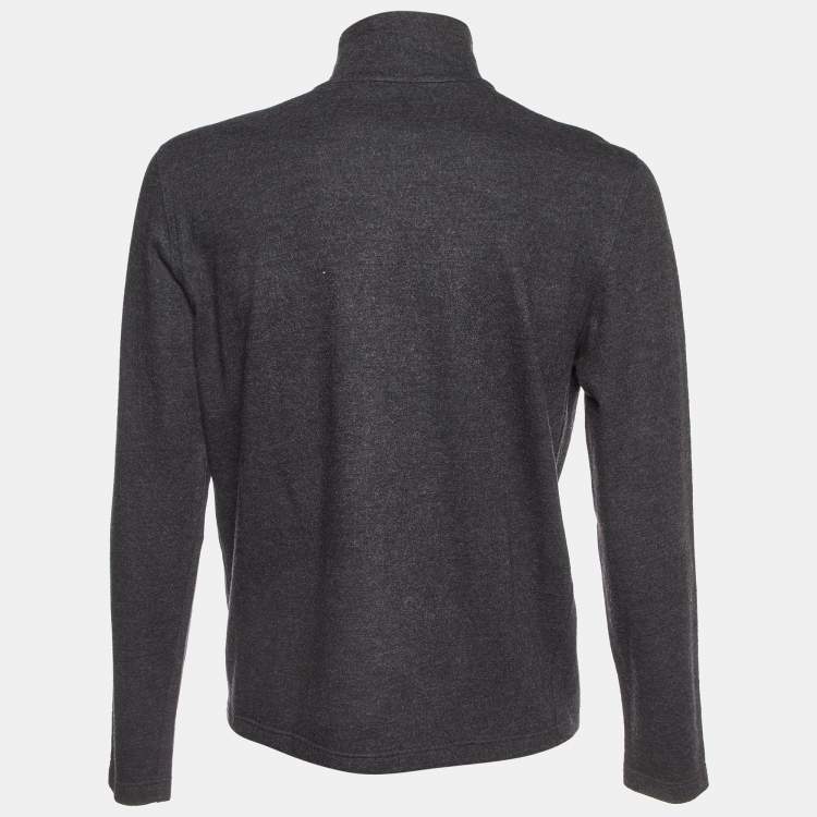 Pre Owned Prada Sport Dark Grey Wool Zip Up Jumper L
