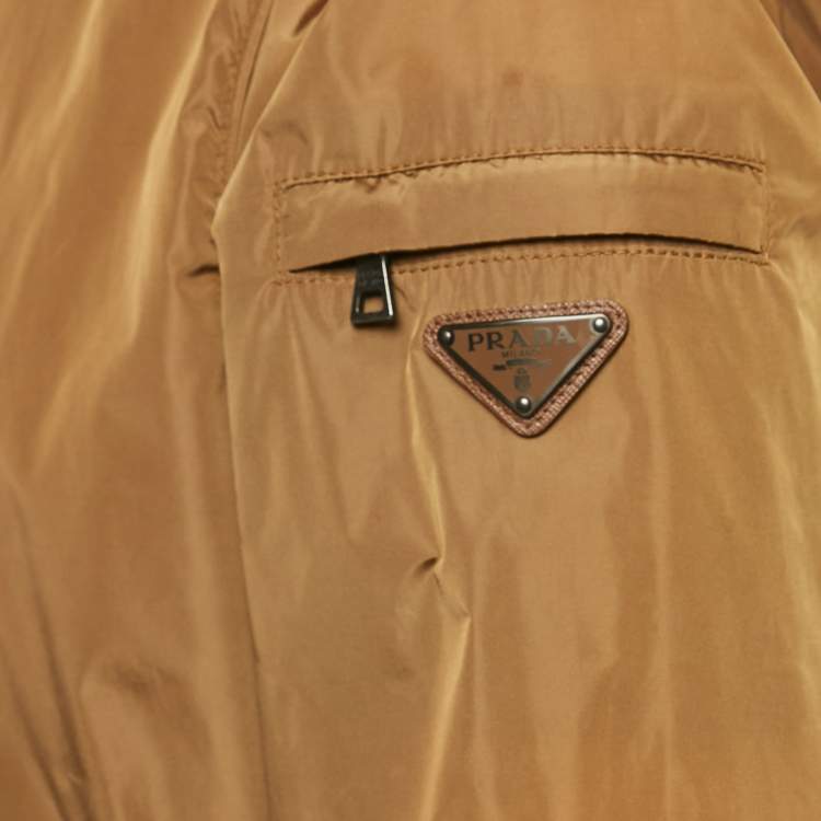 Pre Owned Prada Sport Brown Nylon Zip Front Hooded Jacket S