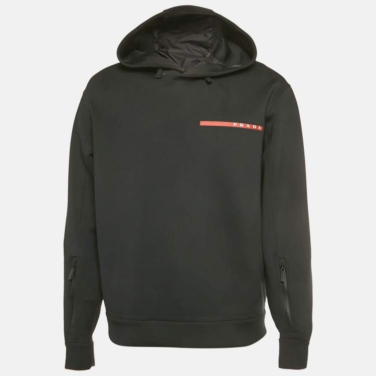 Pre Owned Prada Sport Black Double Jersey Hoodie XL
