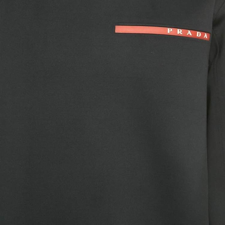 Pre Owned Prada Sport Black Double Jersey Hoodie XL