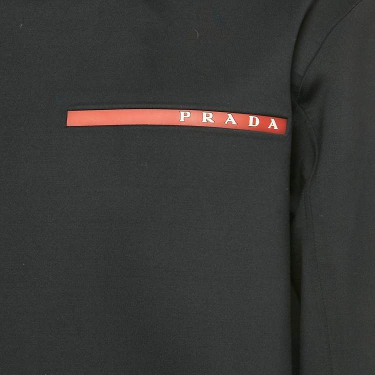 Pre Owned Prada Sport Black Double Jersey Hoodie XL