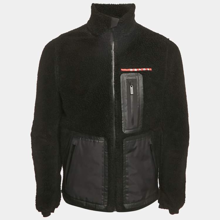 Pre Owned Prada Sport Black Recycled Fleece Technical Jacket S