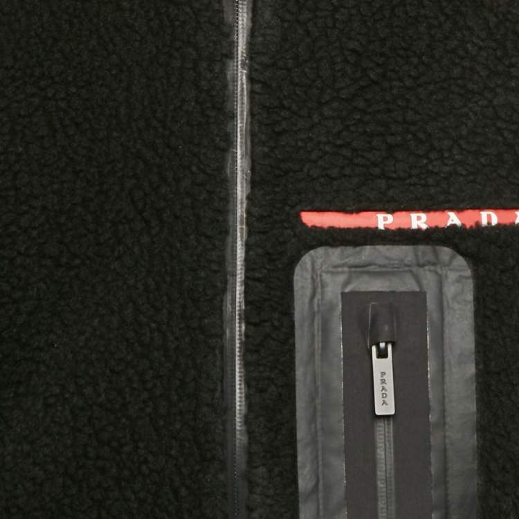Pre Owned Prada Sport Black Recycled Fleece Technical Jacket S