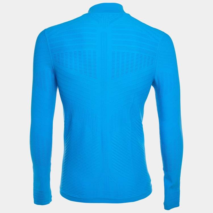 مملوكة مسبقًا Prada Sport Blue Techno Knit Fitted Jumper S/M