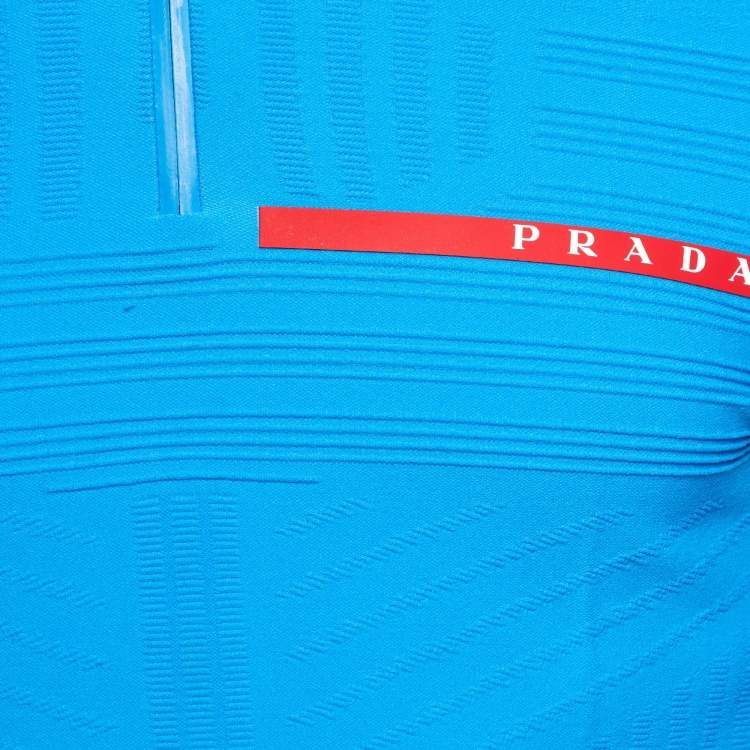مملوكة مسبقًا Prada Sport Blue Techno Knit Fitted Jumper S/M