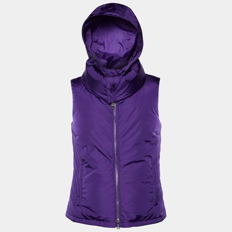 Pre Owned Prada Sport Purple Synthetic Hooded Sleeveless Gilet XS