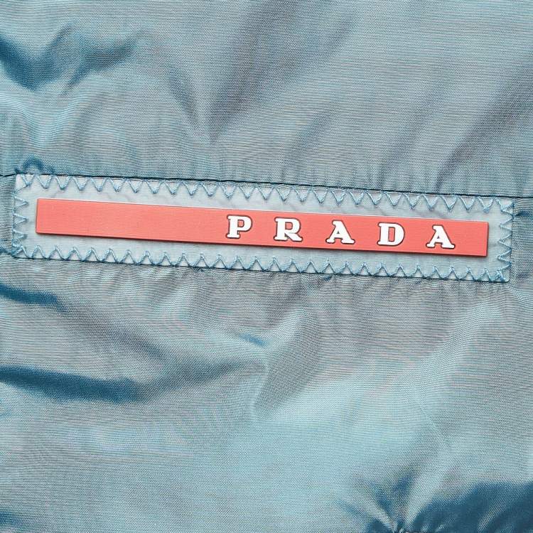 Pre Owned Prada Sport Blue Applique Detail Synthetic Reversible Zipper Jacket XL