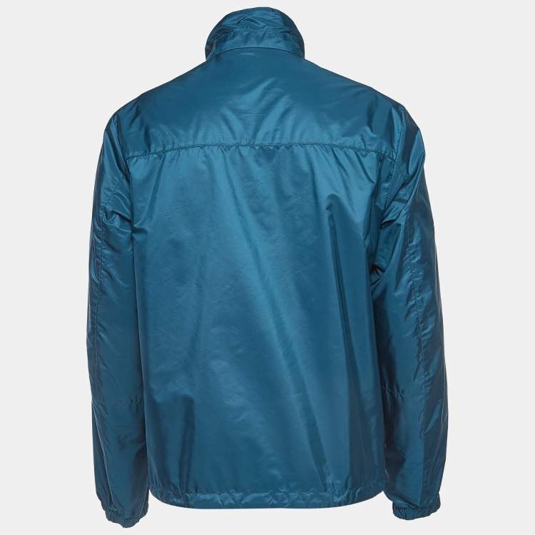 Pre Owned Prada Sport Blue Applique Detail Synthetic Reversible Zipper Jacket XL