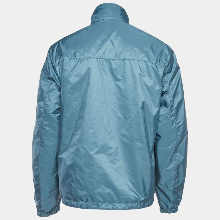 Pre Owned Prada Sport Blue Applique Detail Synthetic Reversible Zipper Jacket XL