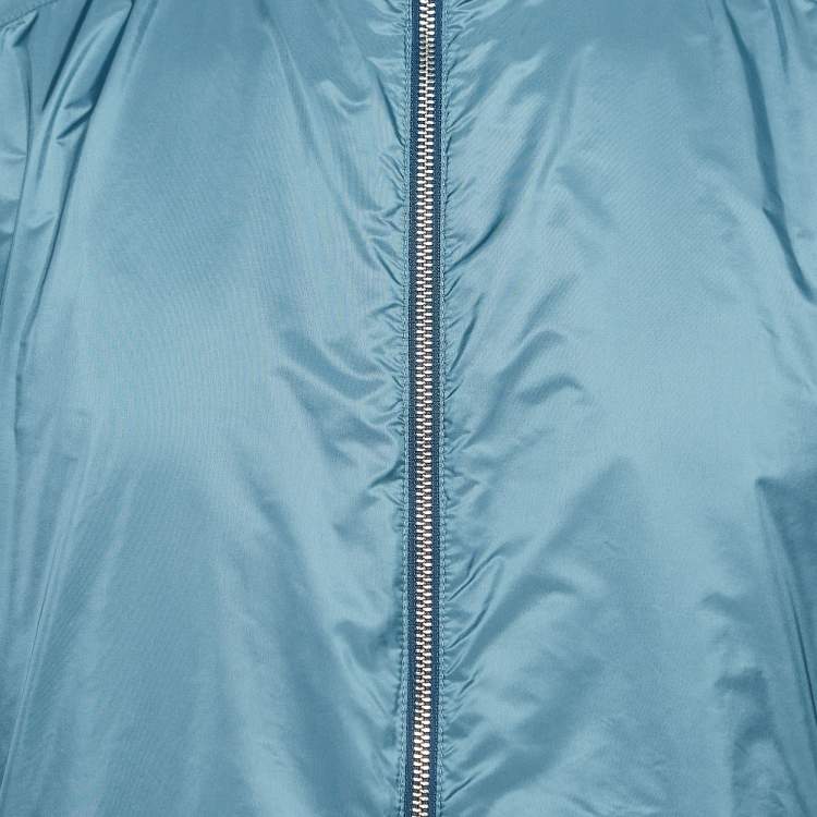 Pre Owned Prada Sport Blue Applique Detail Synthetic Reversible Zipper Jacket XL