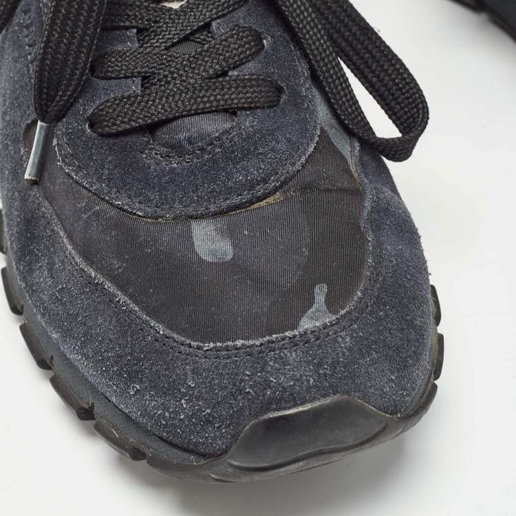 Pre Owned Prada Black Suede And Canvas Lace Up Sneakers Size 43
