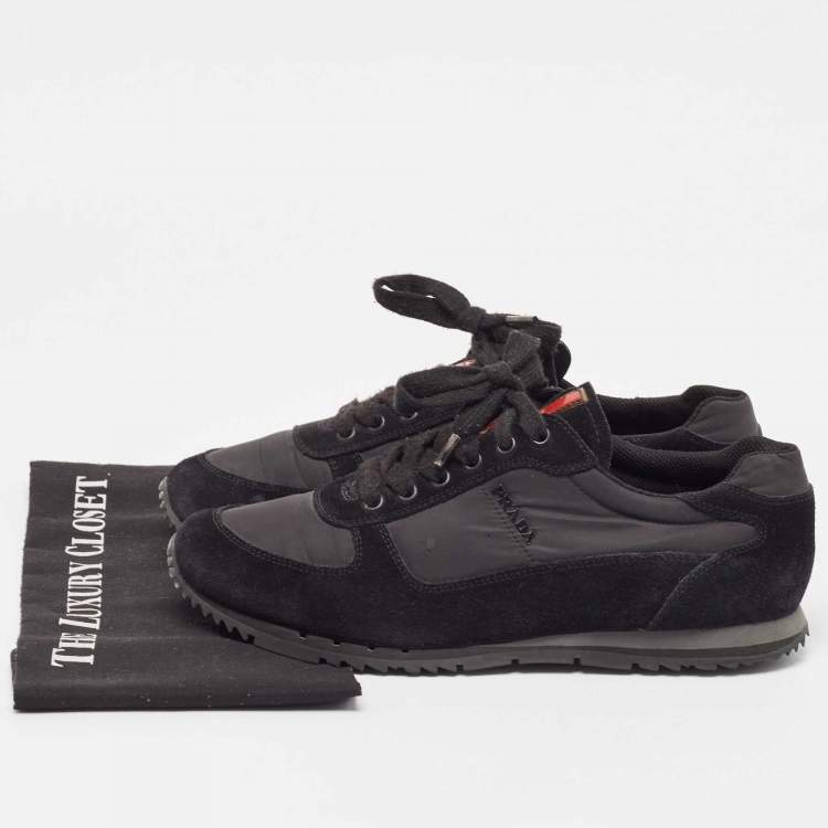 Pre Owned Prada Sport Black Suede and Nylon Low Top Sneakers Size 41