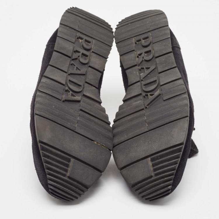 Pre Owned Prada Sport Black Suede and Nylon Low Top Sneakers Size 41