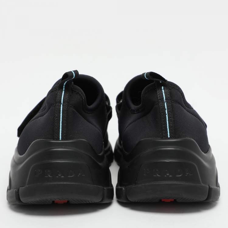Pre Owned Prada Sport Navy Blue Neoprene Velcro Slip On Sneakers Size 38