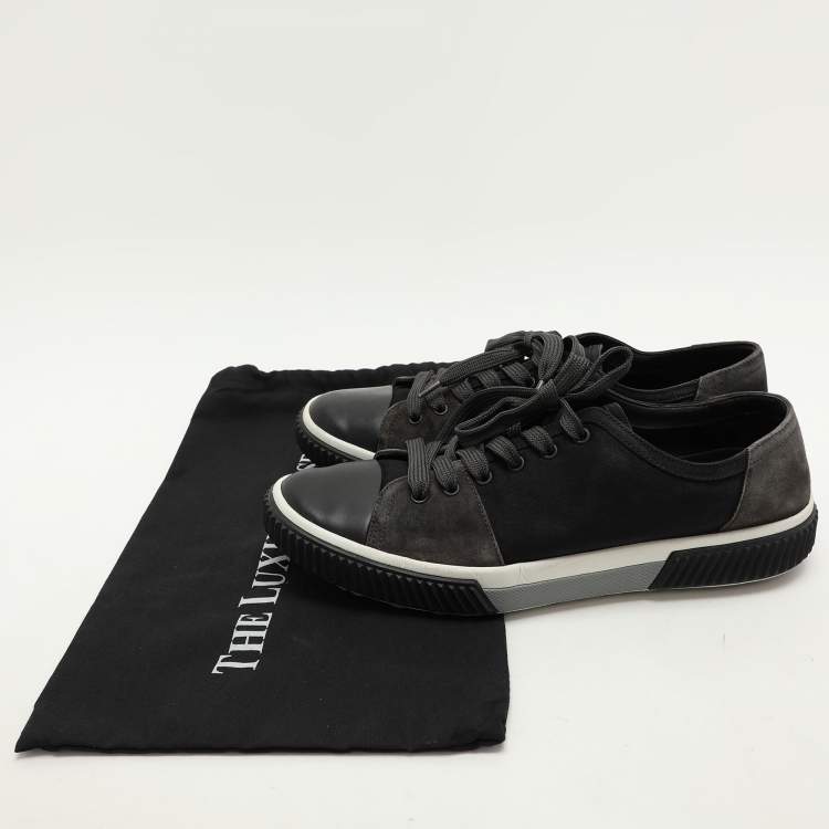 Pre Owned Prada Sport Black Canvas and Leather Low Top Sneakers Size 43