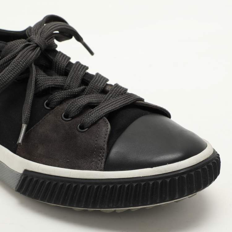 Pre Owned Prada Sport Black Canvas and Leather Low Top Sneakers Size 43