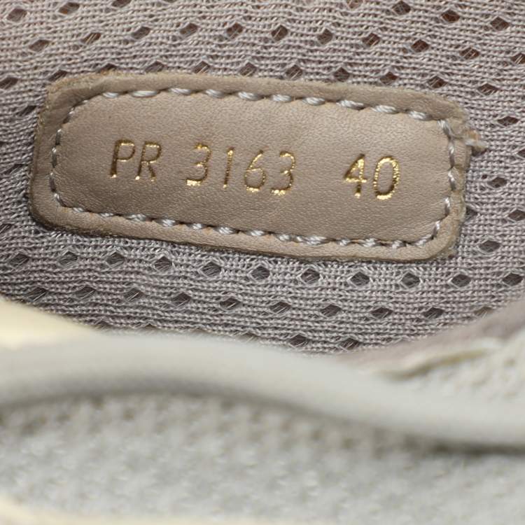 Pre Owned Prada Sport White/Grey Leather And Mesh America's Cup Low Top Trainer Sneakers Size 40