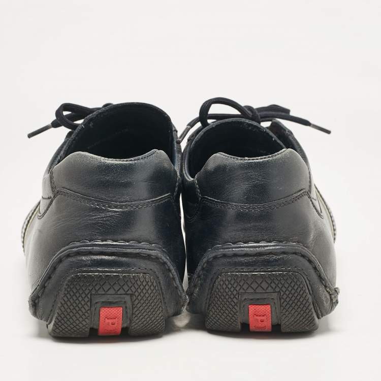 Pre Owned Prada Sport Navy Blue Leather Low Top Sneakers Size 45.5