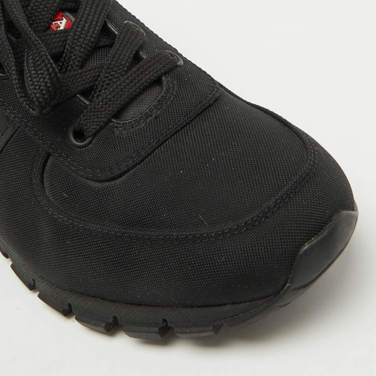 Pre Owned Prada Sport Black Canvas and Leather Low Top Sneakers Size 39