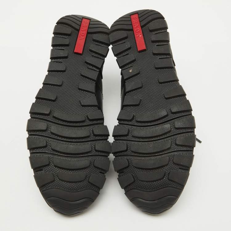 Pre Owned Prada Sport Black Canvas and Leather Low Top Sneakers Size 39